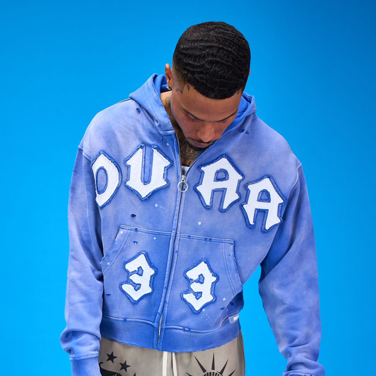 Men's Duaa 33 Full Zip Hoodie Blue 33hoodie-roy