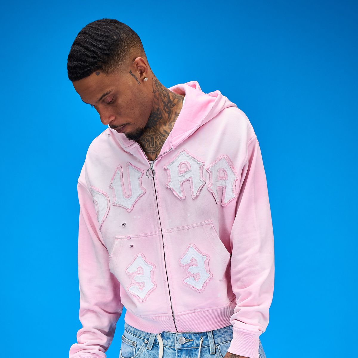 Men's Duaa 33 Full Zip Hoodie Pink 33hoodie-pink