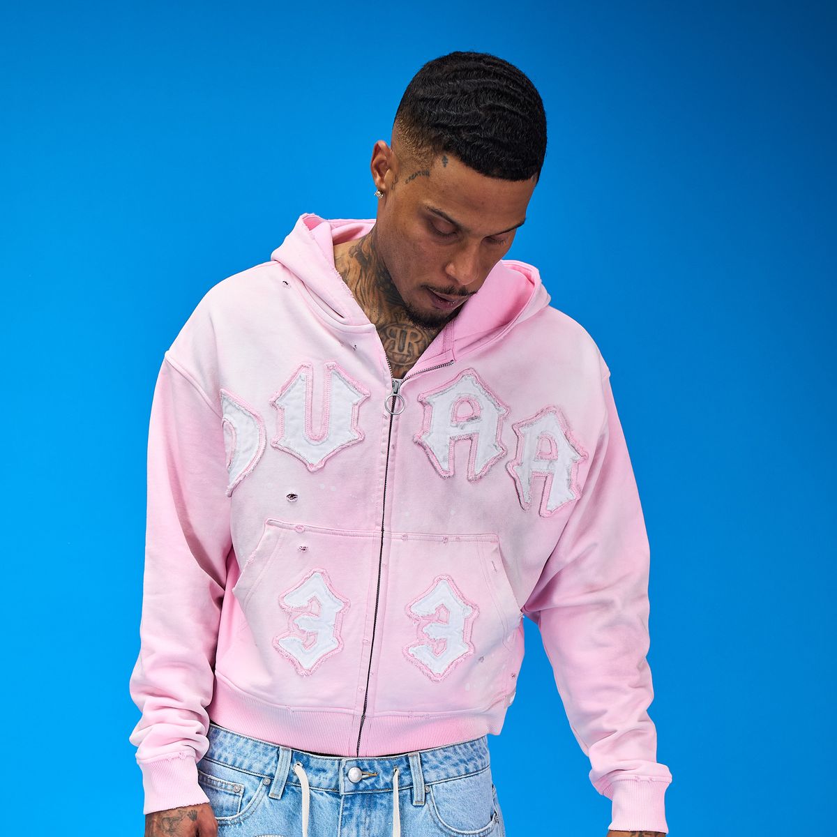 Men's Duaa 33 Full Zip Hoodie Pink 33hoodie-pink
