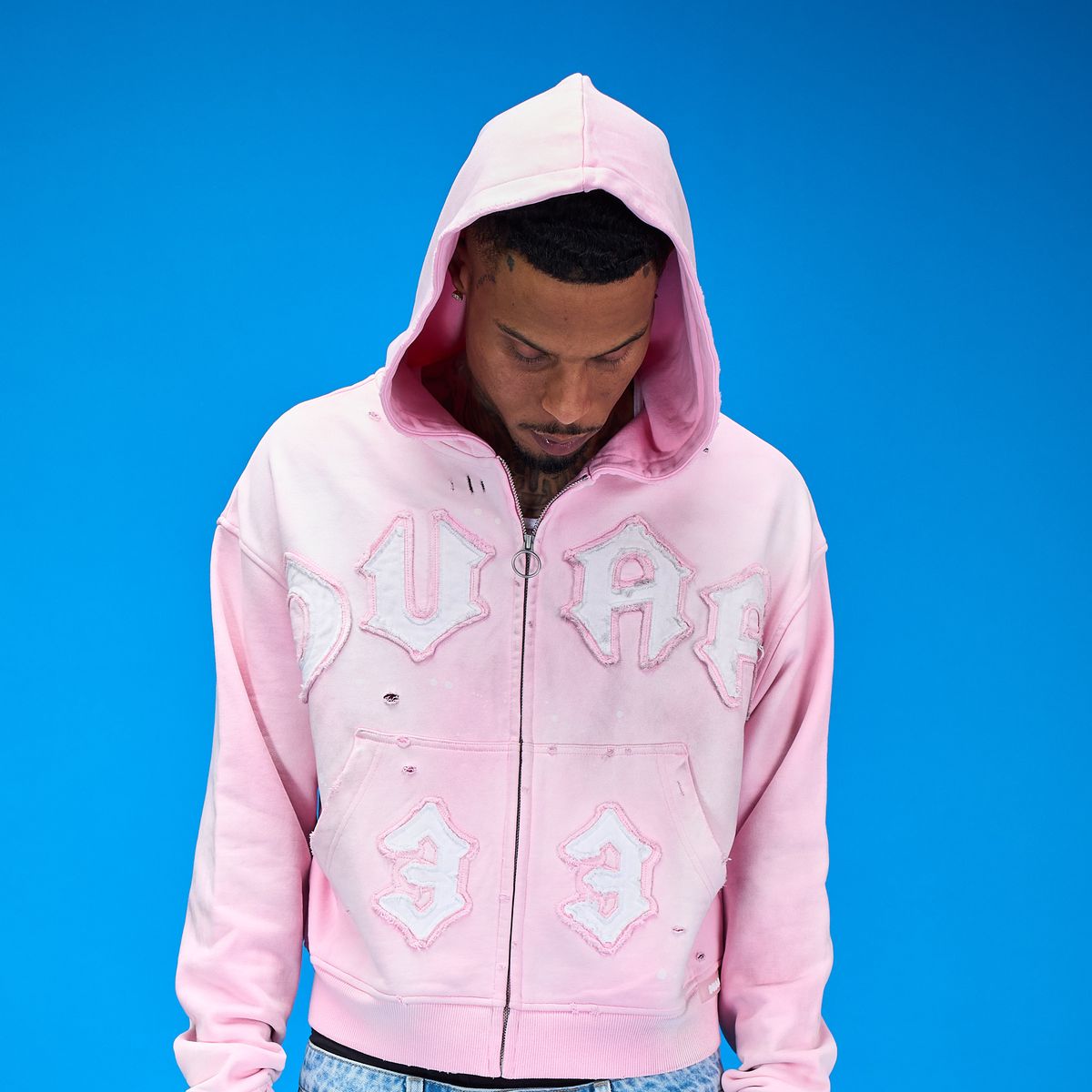 Men's Duaa 33 Full Zip Hoodie Pink 33hoodie-pink