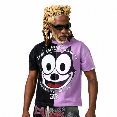 Men's Duaa Cat T-Shirt Black/Purple cattee-blk