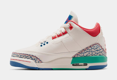 Big Kid's Air Jordan 3 Retro Play Your Way Chalk/Track Red/True Blue/Kinetic Green IO2076-100