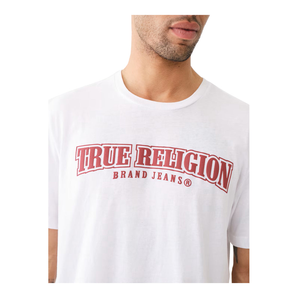True Religion Men's Painted Horseshoe Relaxed Tee - White - Red 4