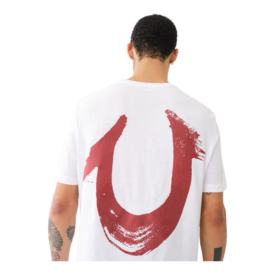 True Religion Men's Painted Horseshoe Relaxed Tee - White - Red 3