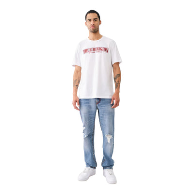 True Religion Men's Painted Horseshoe Relaxed Tee - White - Red 1
