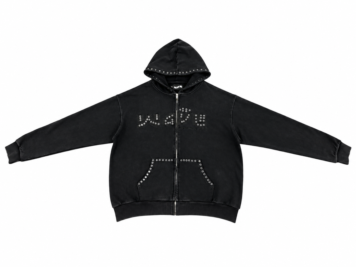 Men's Wave District Studio Full Zip Hoodie Black WDS-2H005A-BLK