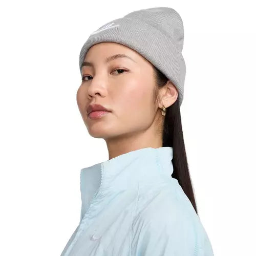 Unisex Nike Peak Futura Beanie Hat - Dark Grey Heather &amp; White 5