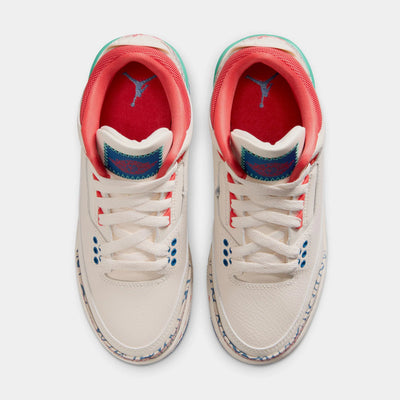Big Kid's Air Jordan 3 Retro Play Your Way Chalk/Track Red/True Blue/Kinetic Green IO2076-100