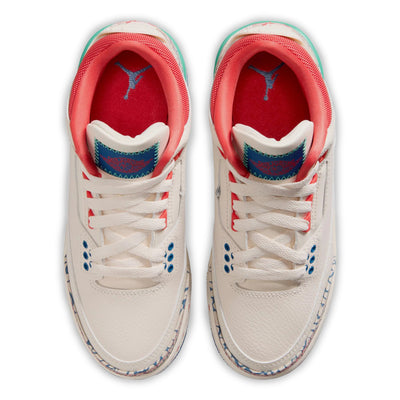Big Kid's Air Jordan 3 Retro Play Your Way Chalk/Track Red/True Blue/Kinetic Green IO2076-100