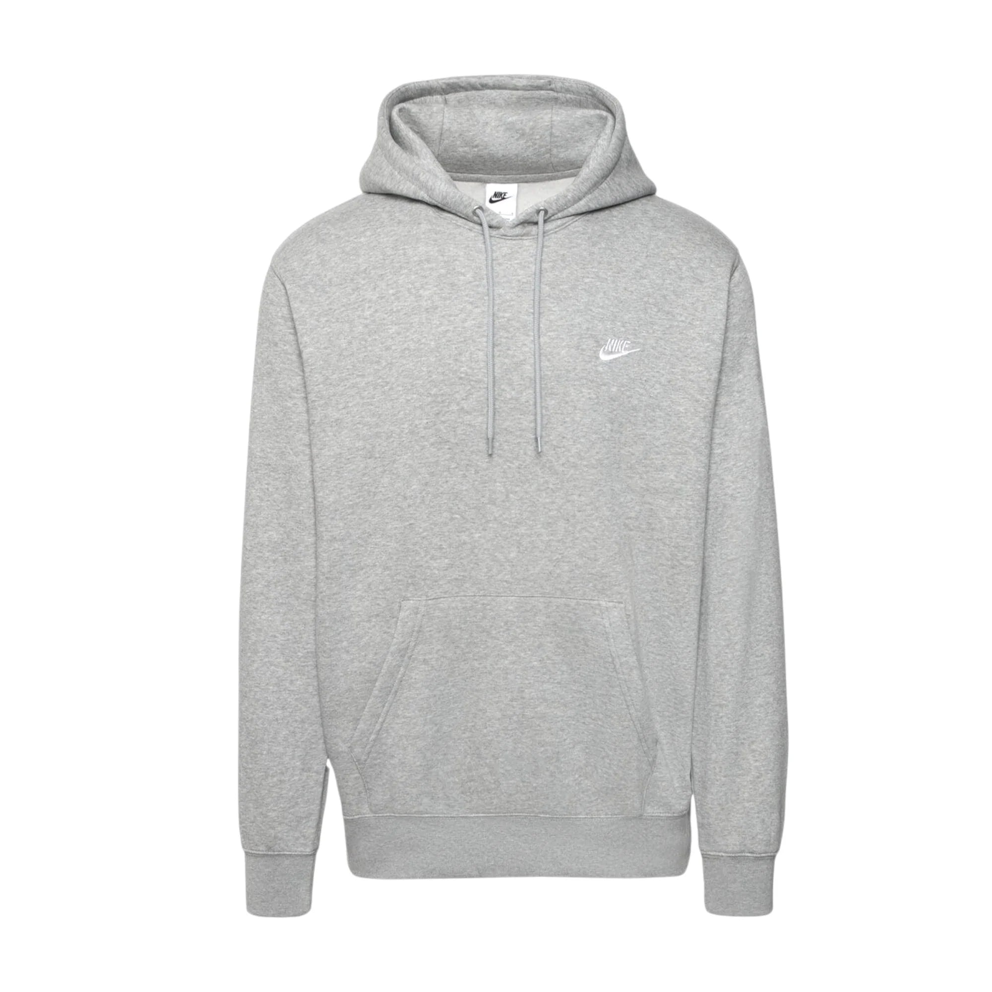 Men's Nike Club Fleece Pullover Hoodie - Dark Grey Heather/Light Smoke Grey/White 1