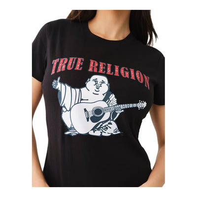 True Religion Women's Crystal Buddha Logo Tee - Black 3