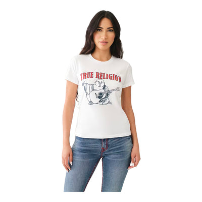 True Religion Women's Crystal Buddha Logo Tee - White 5