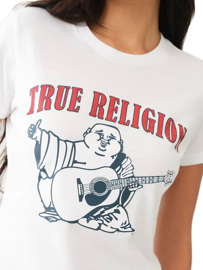 True Religion Women's Crystal Buddha Logo Tee - White 4
