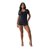 True Religion Women's Crystal World Tour V Neck Tee -  Black