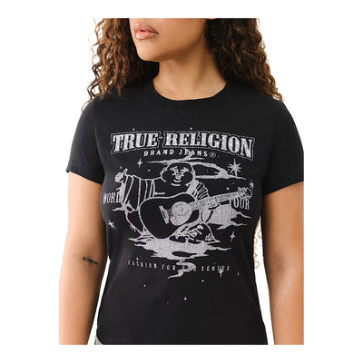True Religion Women's Crystal Logo Buddha Tee - Black 3
