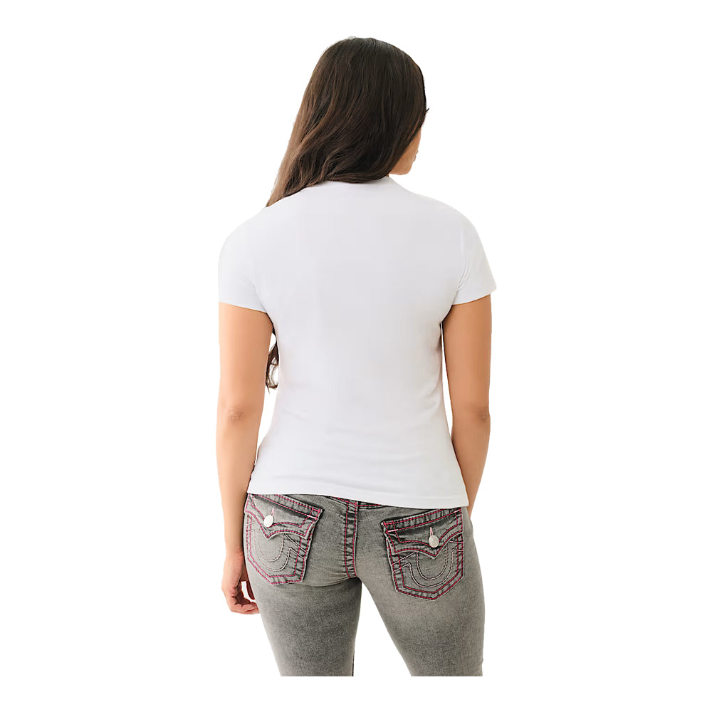 True Religion Women's Crystal Logo Buddha Tee - White 3