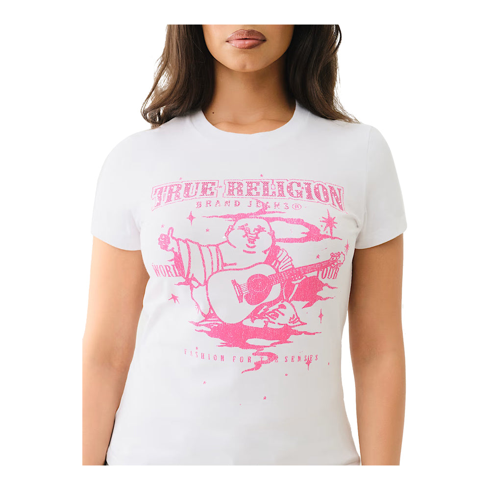 True Religion Women's Crystal Logo Buddha Tee - White 4