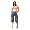 True Religion Women's Ribbed World Tour Notch Baby Tee - White