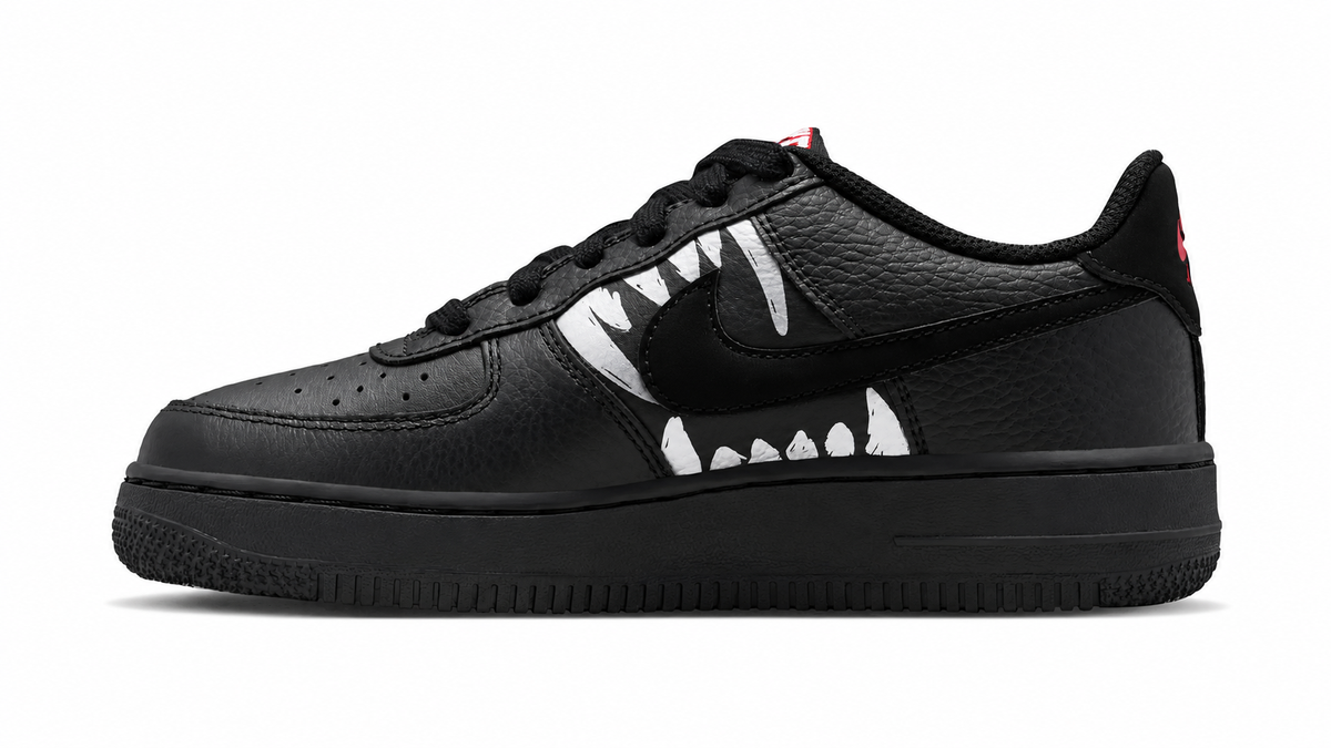 Big Kid's Nike Air Force 1 Black/University Red/Metallic Silver/Black IQ2241-001