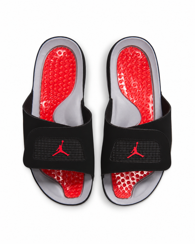 Men's Jordan Hydro 4 Retro Slides Black/Cement Grey/Fire Red 532225-005