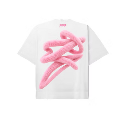 Men's 333 Pink-Shaggy T-Shirt White 333shirtbigclou-whpk