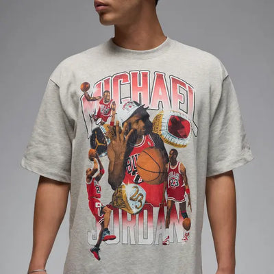 Men's Jordan Flight Essentials Oversized T-Shirt - Grey/Varsity Red 4