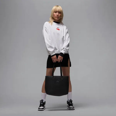 Women's Jordan Brooklyn Fleece Crew-Neck Sweatshirt - White/Red 6