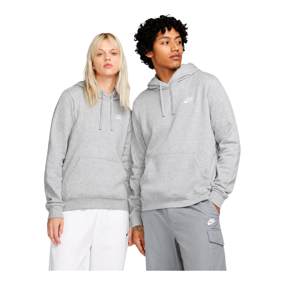 Women's Nike Sportswear Club Fleece Pullover Hoodie Dark Grey Heather/White DQ5793-063