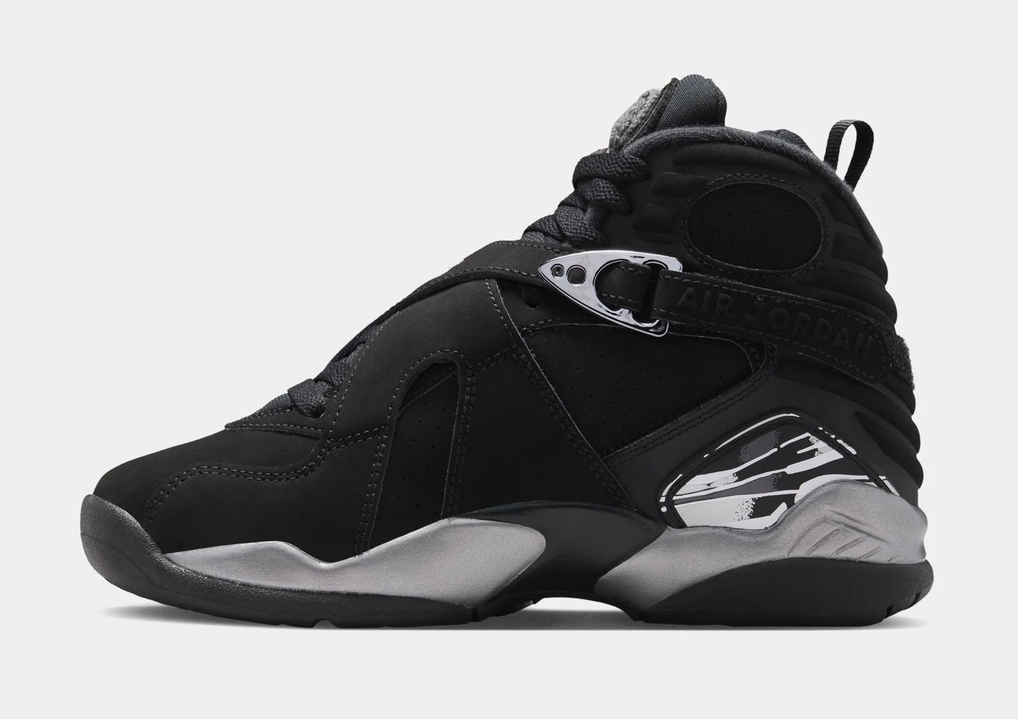 Big Kid's Air Jordan 8 Retro Chrome Black/Chrome 305368-007