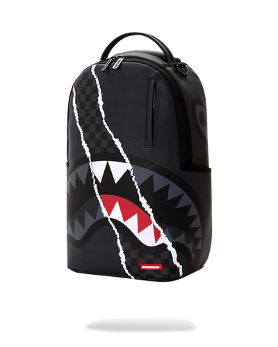 Sprayground Center Rip Revealing Gray Check Backpack