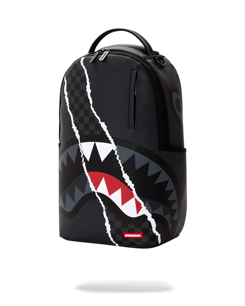 Sprayground Center Rip Revealing Gray Check Backpack