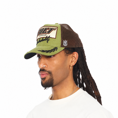 Men's Cult Of Individuality Cult Racing Trucker Hat Olive 626bc-ch54a-oliv