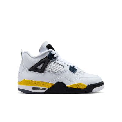 Big Kid's Air Jordan 4 Retro Tour Yellow White/Tour Yellow-Dark Blue Grey-Black 408452-102