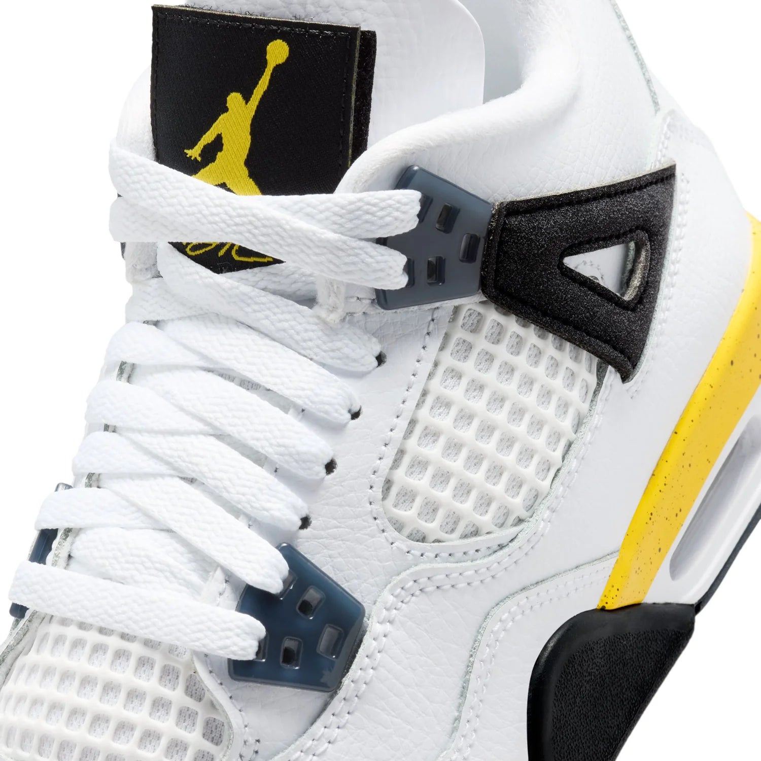 Big Kid's Air Jordan 4 Retro Tour Yellow White/Tour Yellow-Dark Blue Grey-Black 408452-102