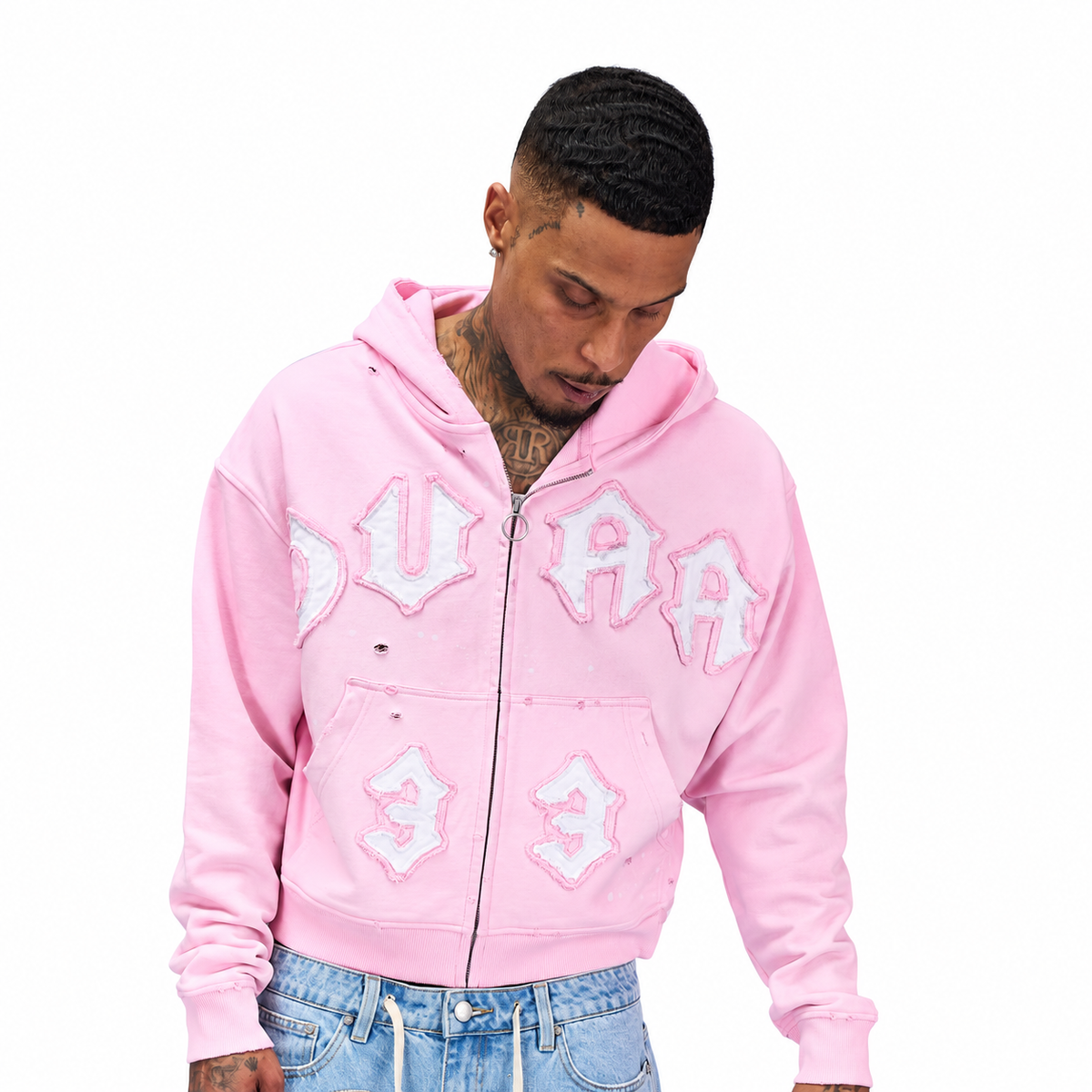 Men's Duaa 33 Full Zip Hoodie Pink 33hoodie-pink