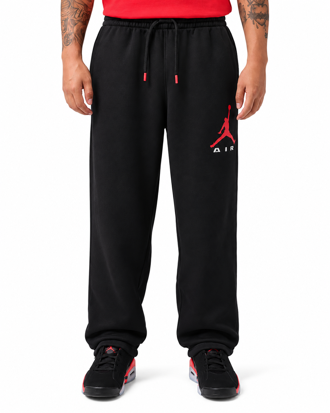 Men's Jordan Brooklyn Open-Hem Trousers Black/University Red IX6210-010