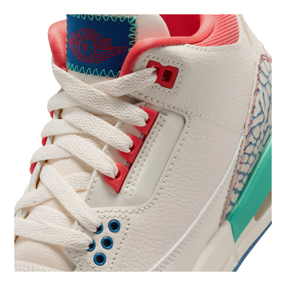 Big Kid's Air Jordan 3 Retro Play Your Way Chalk/Track Red/True Blue/Kinetic Green IO2076-100