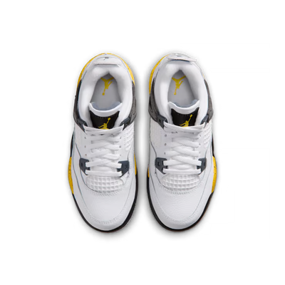 Little Kid's Air Jordan 4 Retro White/Tour Yellow-Dark Blue Grey-Black BQ7669-102