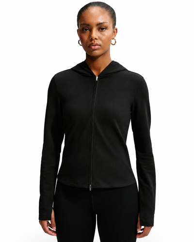 Women's Nike Sportswear Chill Knit Slim Long-Sleeve Full-Zip Top Black/Black/White IM8379-010