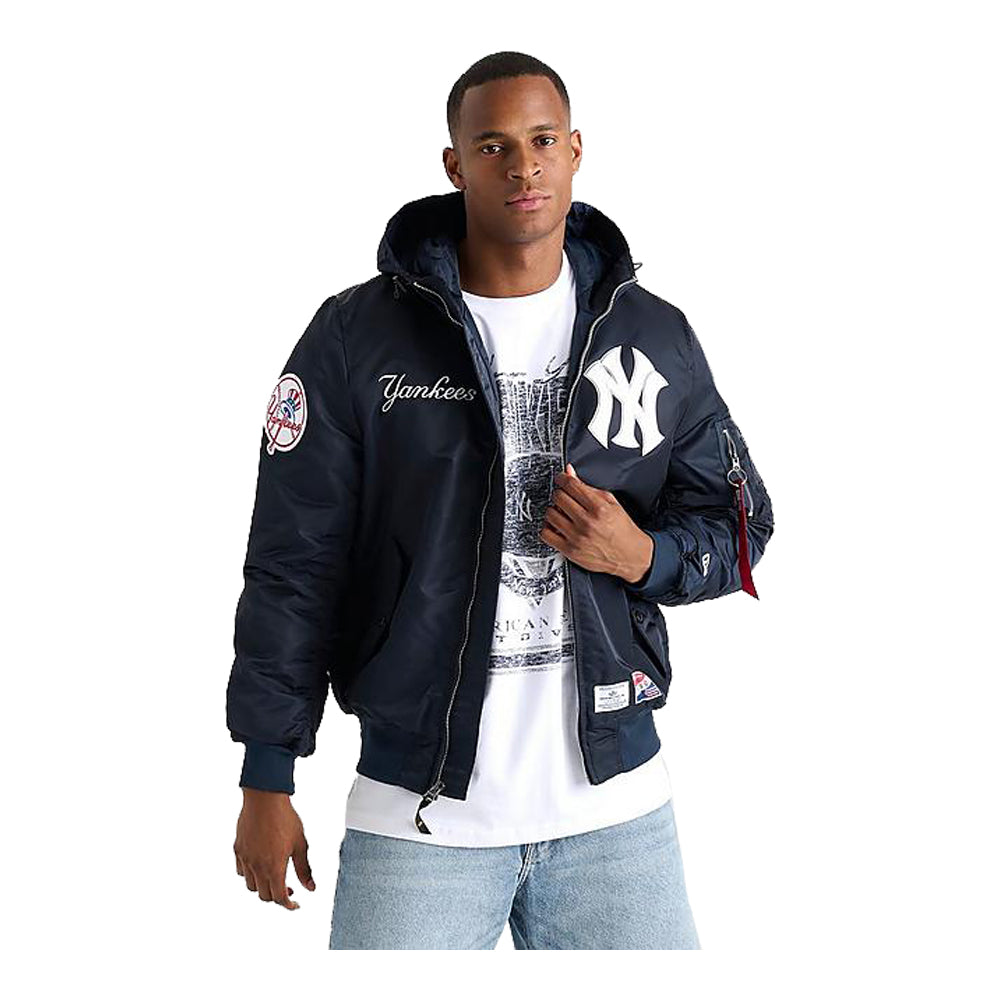 New Era x Alpha Industries Men's New York Yankees MLB Hooded Bomber Jacket