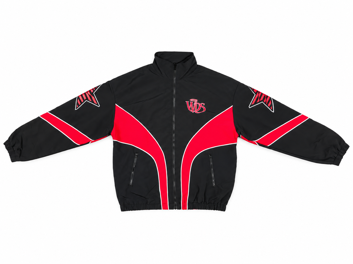 Men's Wave District Studio Nylon Jacket Black Red WDS-4J001B-BKRD