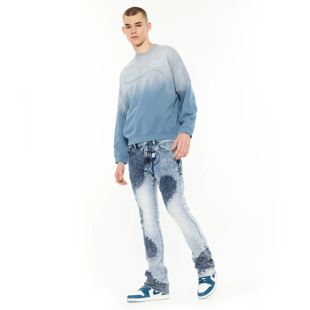 Men's Cult of Individuality Crew Novelty Sweatshirt in Blue Steel