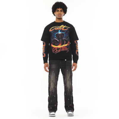 Men's Cult of Individuality El Alfa Premium Grunge Baggy 607 Jeans in Darts