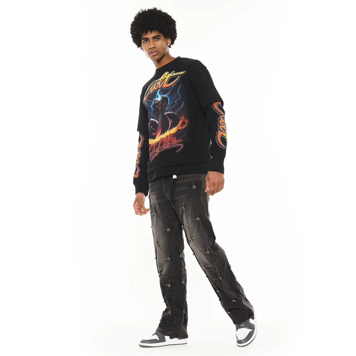 Men's Cult of Individuality El Alfa Premium Grunge Baggy 607 Jeans in Darts