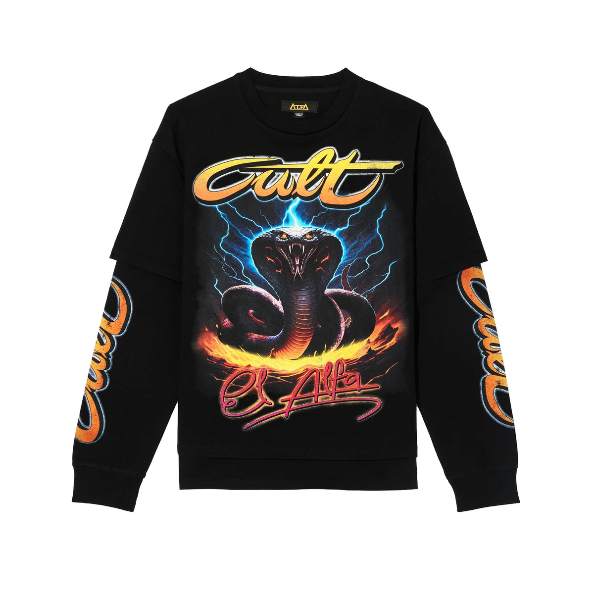 Men's Cult of Individuality El Alfa Premium Long Sleeve Thermal Shirt "Cobra" in Black