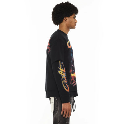 Men's Cult of Individuality El Alfa Premium Long Sleeve Thermal Shirt "Cobra" in Black