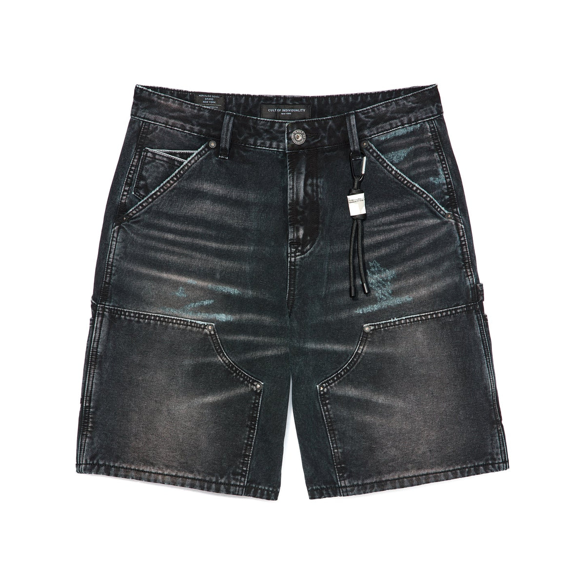 Men's Cult of Individuality Grunge Carpenter Shorts in Black Canvas