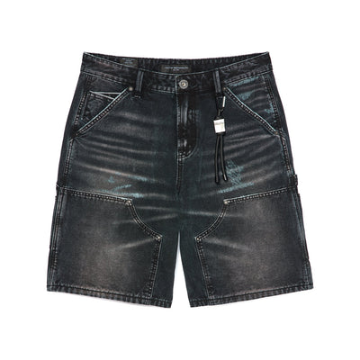 Men's Cult of Individuality Grunge Carpenter Shorts in Black Canvas