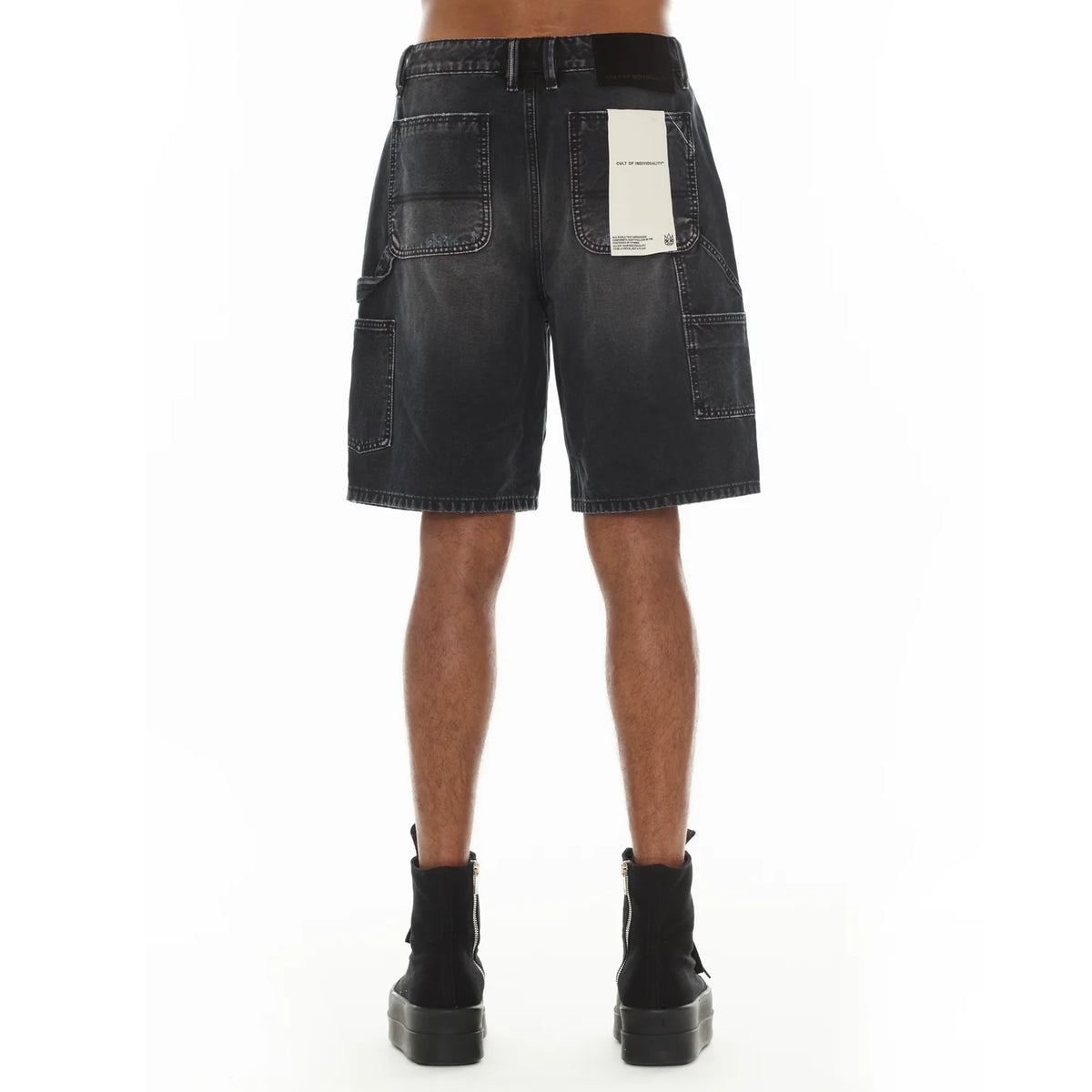 Men's Cult of Individuality Grunge Carpenter Shorts in Black Canvas