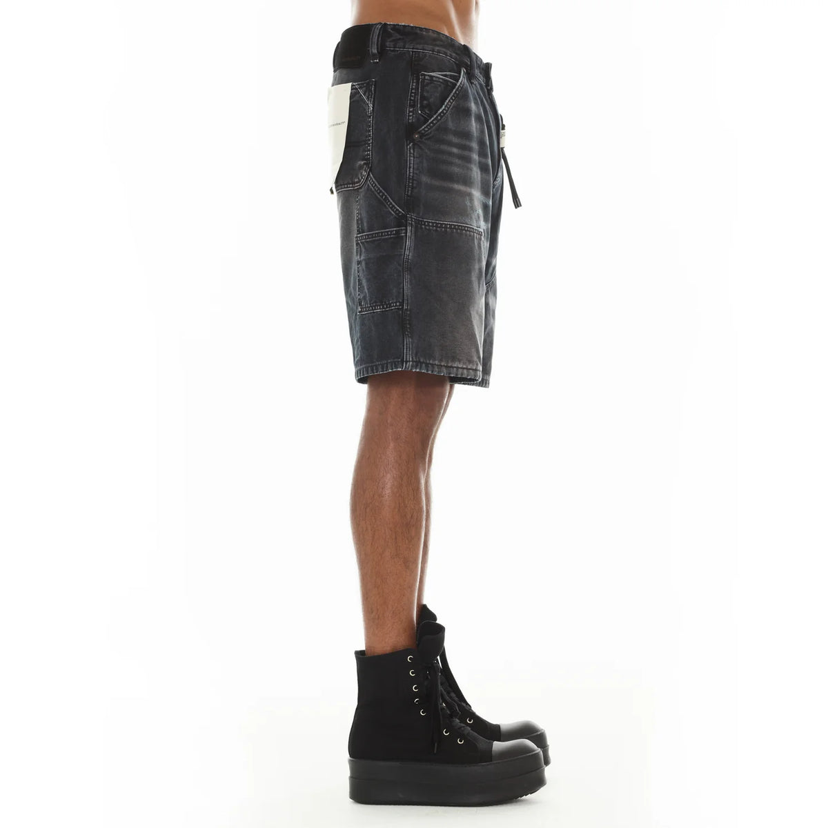 Men's Cult of Individuality Grunge Carpenter Shorts in Black Canvas